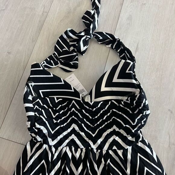 Soma Womens Black White Halter Dress Maxi Full Length Stretch size xs - Picture 6 of 6